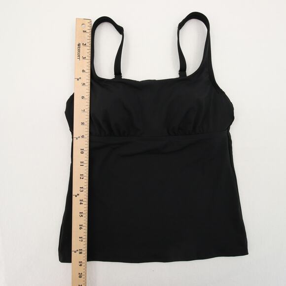 Lands’ End Tankini Top Swimsuit Black Solid Square Scoop Neck Underwire Size 2P - Picture 4 of 8